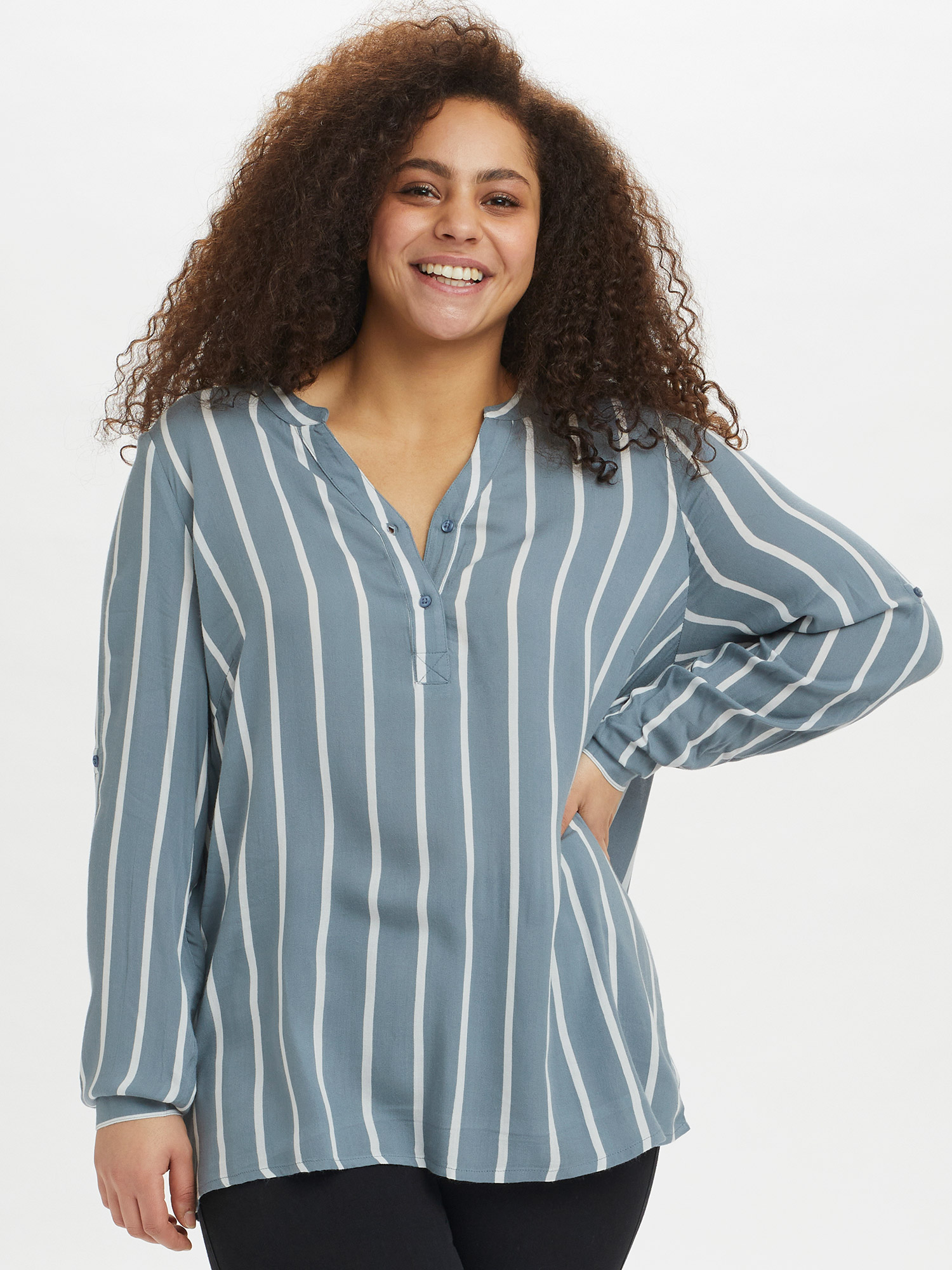 KC Sida - Bluse Med Striper fra Kaffe Curve