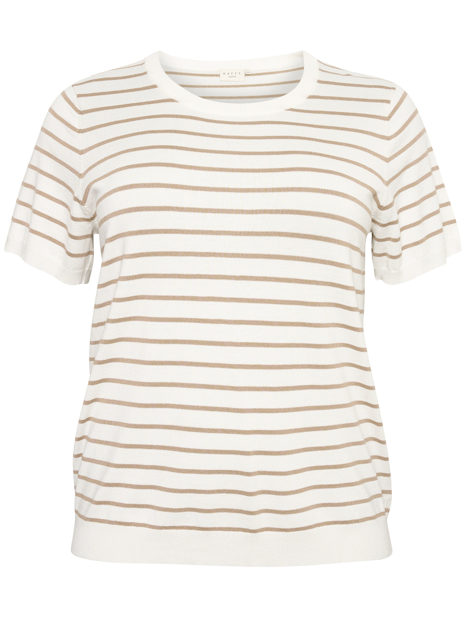 KCmalana - Beige t-skjorte med striper fra Kaffe Curve
