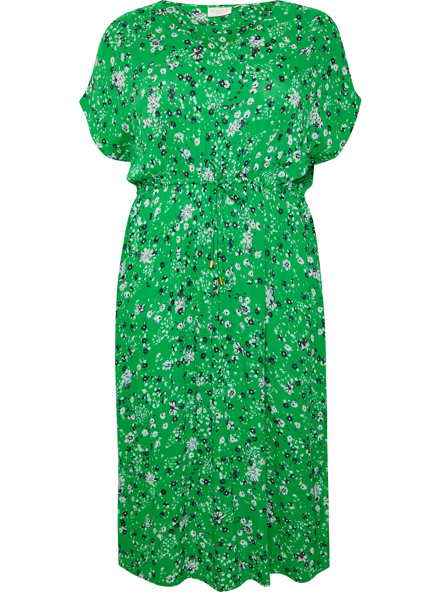 KCvilana - grønn kjole i bærekraftig viskose med flotte blomster fra Kaffe Curve