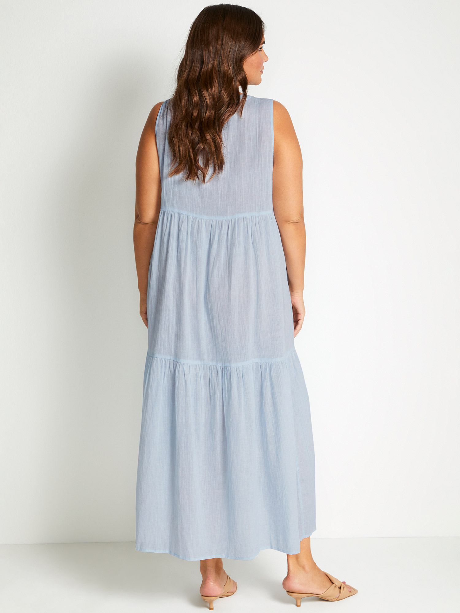 KCvella - Lang søt lyseblå bomulls kjole fra Kaffe Curve