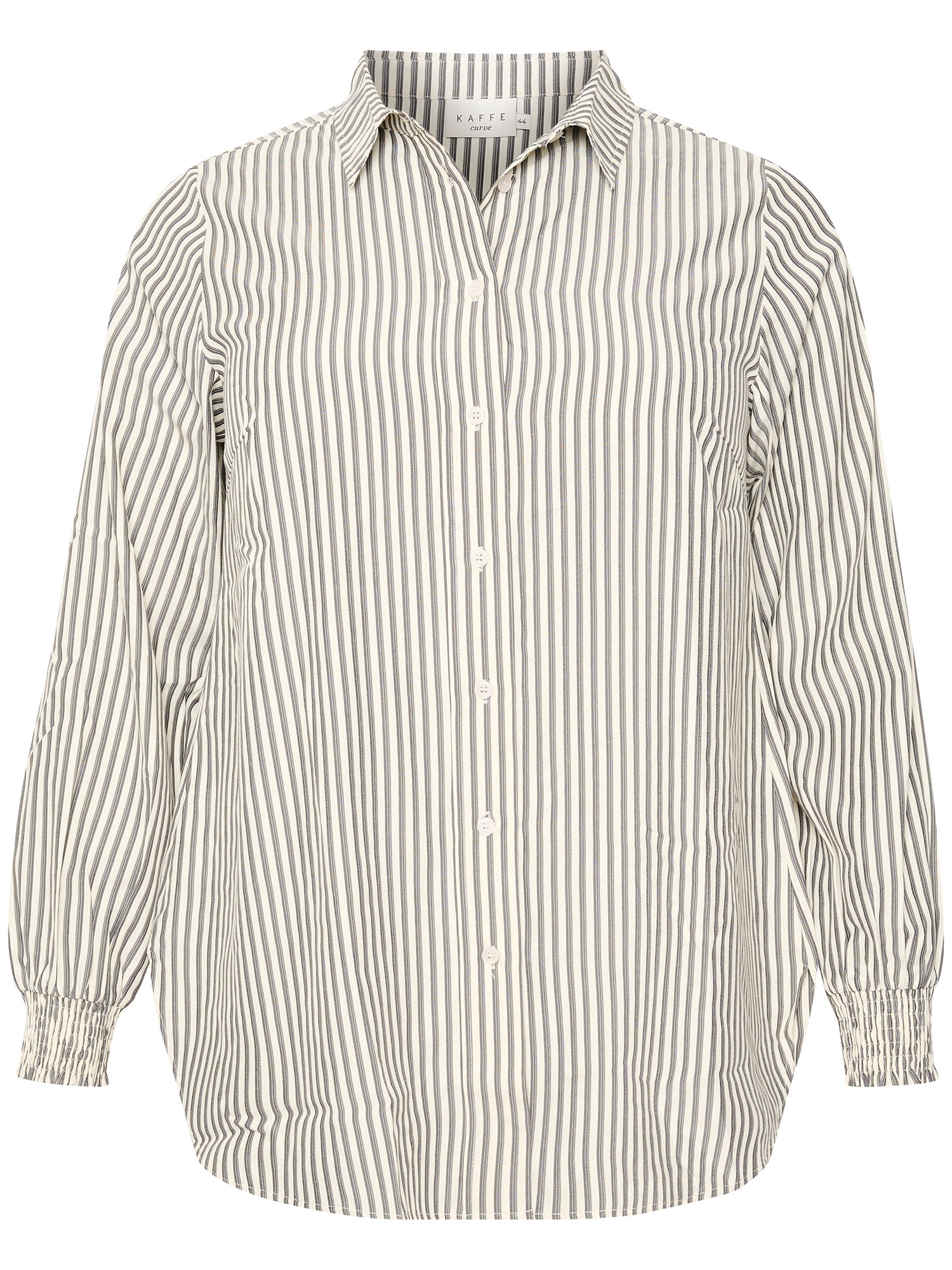 KC LOLINA - Lett hvit skjorte med fine grå og svarte striper fra Kaffe Curve