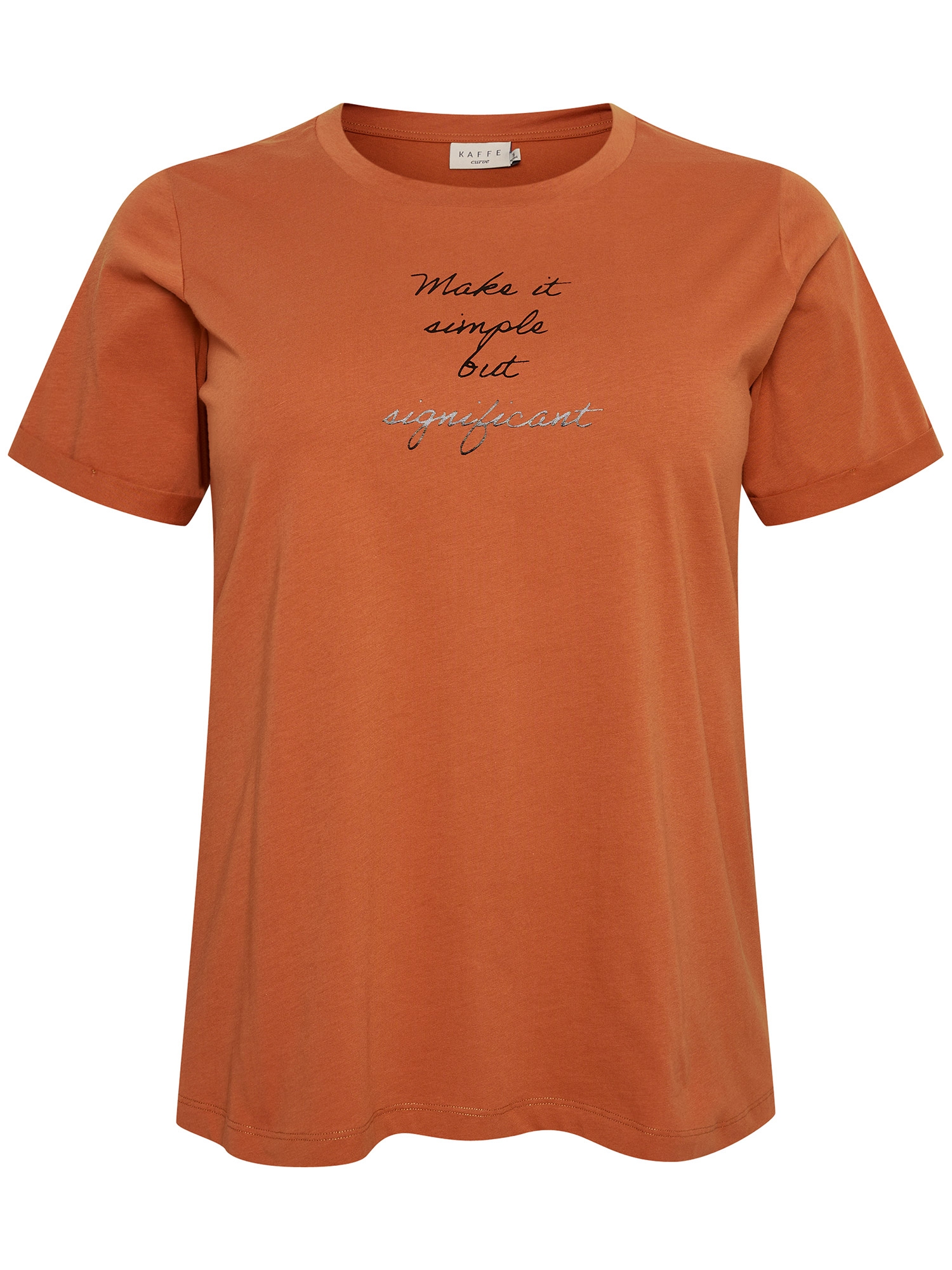KC JOLINA - Oransje bomulls T-skjorte med statement  fra Kaffe Curve