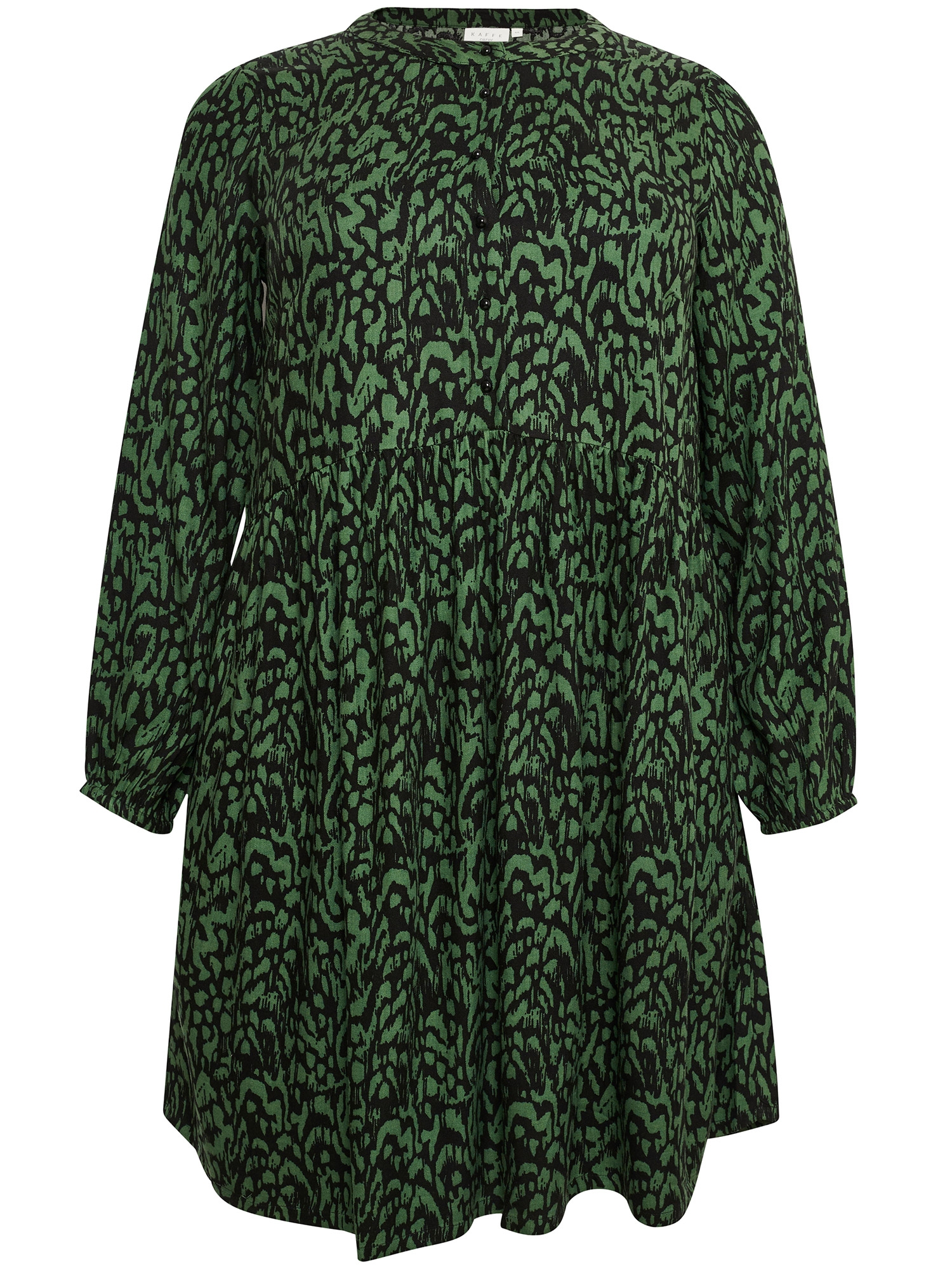 KC MIRANA - grønn kjole med svart mønster i kraftig viskose fra Kaffe Curve