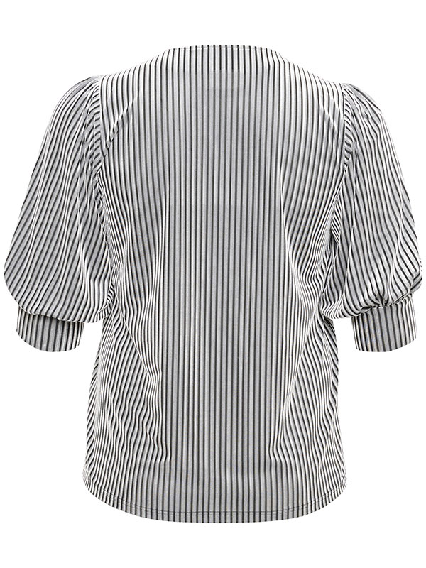 KC CACANNA - sølvgrå velour genser med svarte mesh striper fra Kaffe Curve