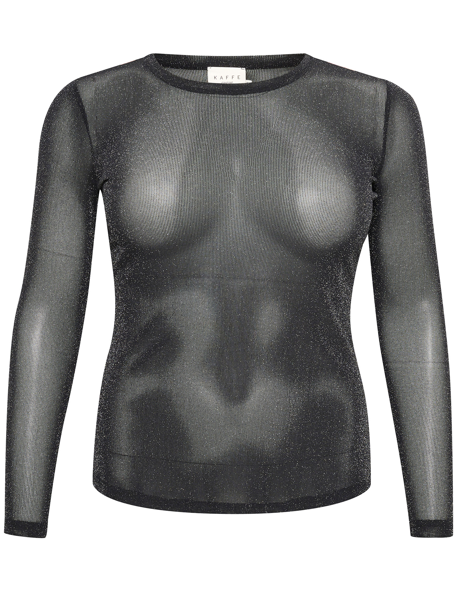 KC MILO - svart mesh bluse med sølv glitter fra Kaffe Curve