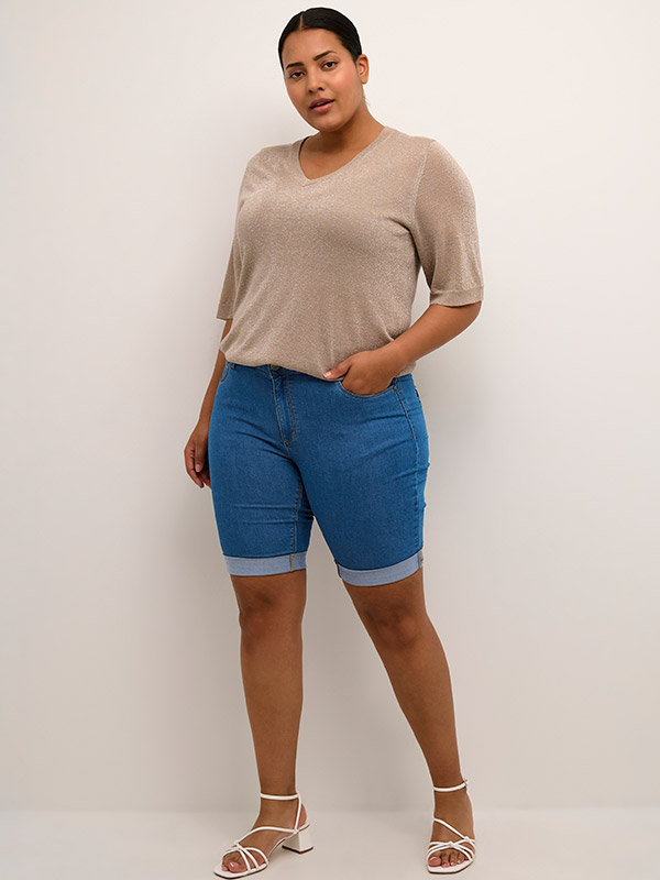 VICKA - Blå shorts i stretch denim fra Kaffe Curve