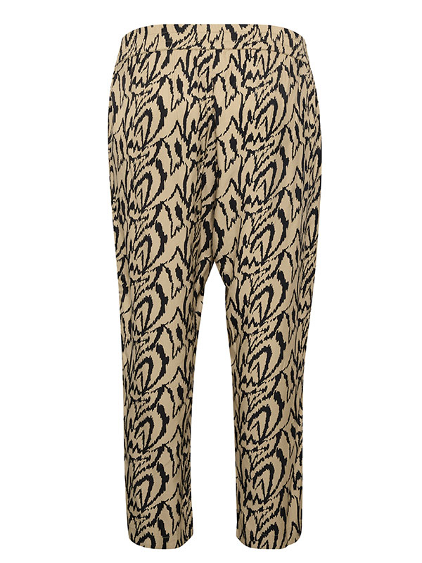 CECILIE - 7/8 bukser i svart og beige print fra Kaffe Curve