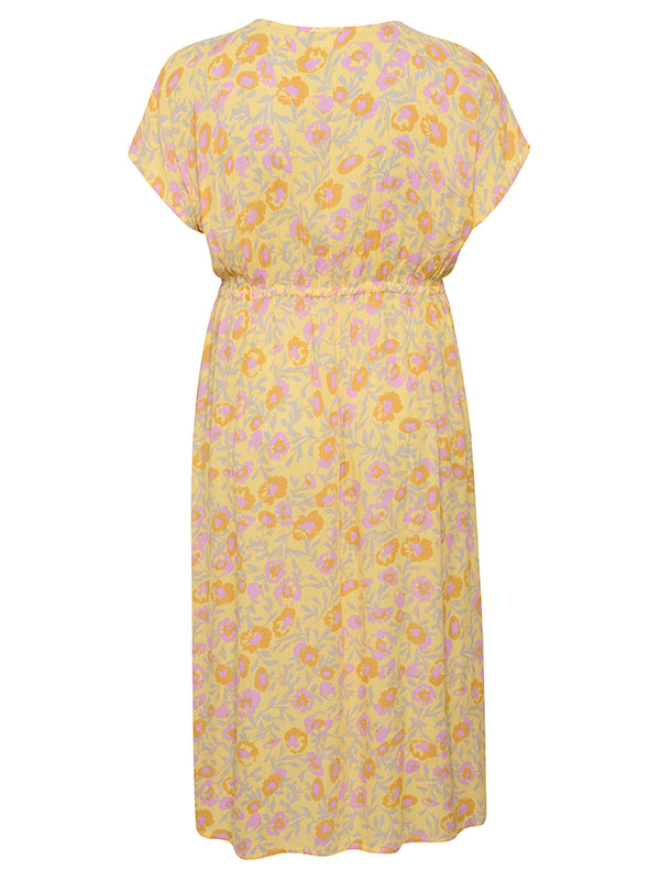 ISMA - Lang gul kjole i crépe viskose fra Kaffe Curve