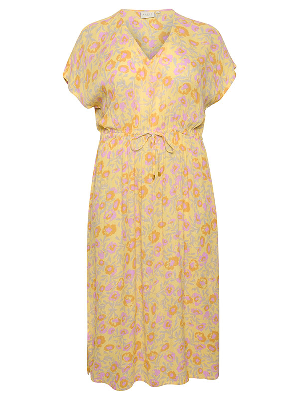 ISMA - Lang gul kjole i crépe viskose fra Kaffe Curve