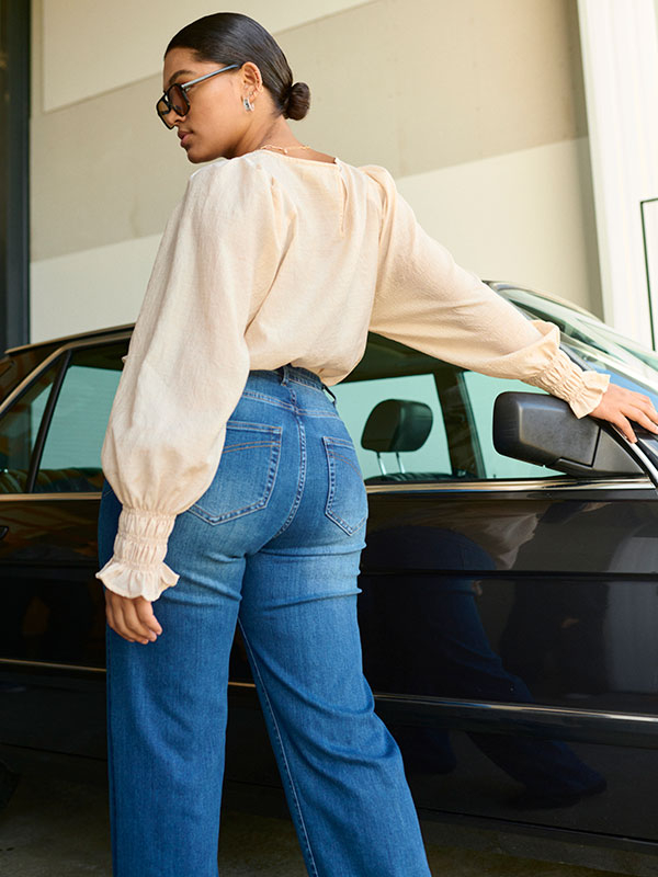KANNA - Blå bootcut jeans med stretch fra Kaffe Curve