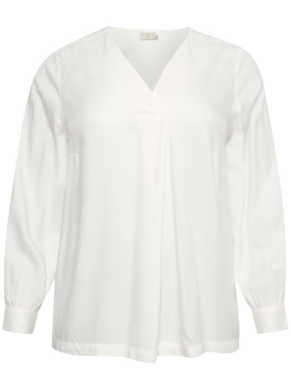KELLA - Hvit bluse med V-hals fra Kaffe Curve