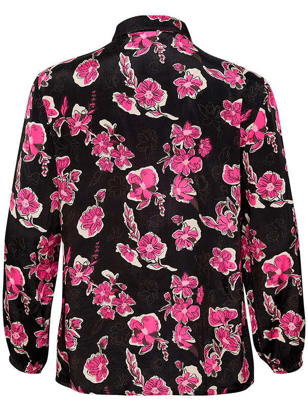 POLLO - Svart skjorte med rosa blomster fra Kaffe Curve