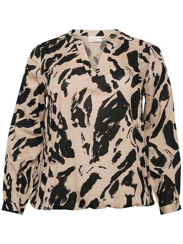 DIANA - Beige viskose bluse med elastik kant fra Kaffe Curve