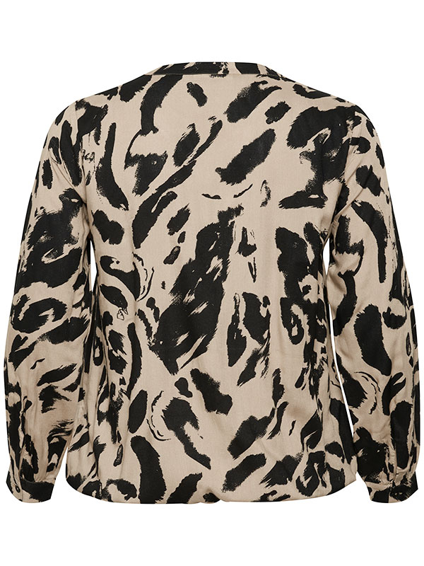 DIANA - Beige viskose bluse med elastik kant fra Kaffe Curve