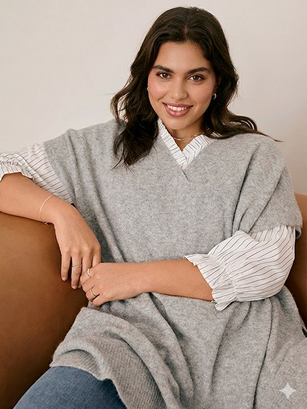 KCANNETT - Plus Size Poncho fra Kaffe Curve