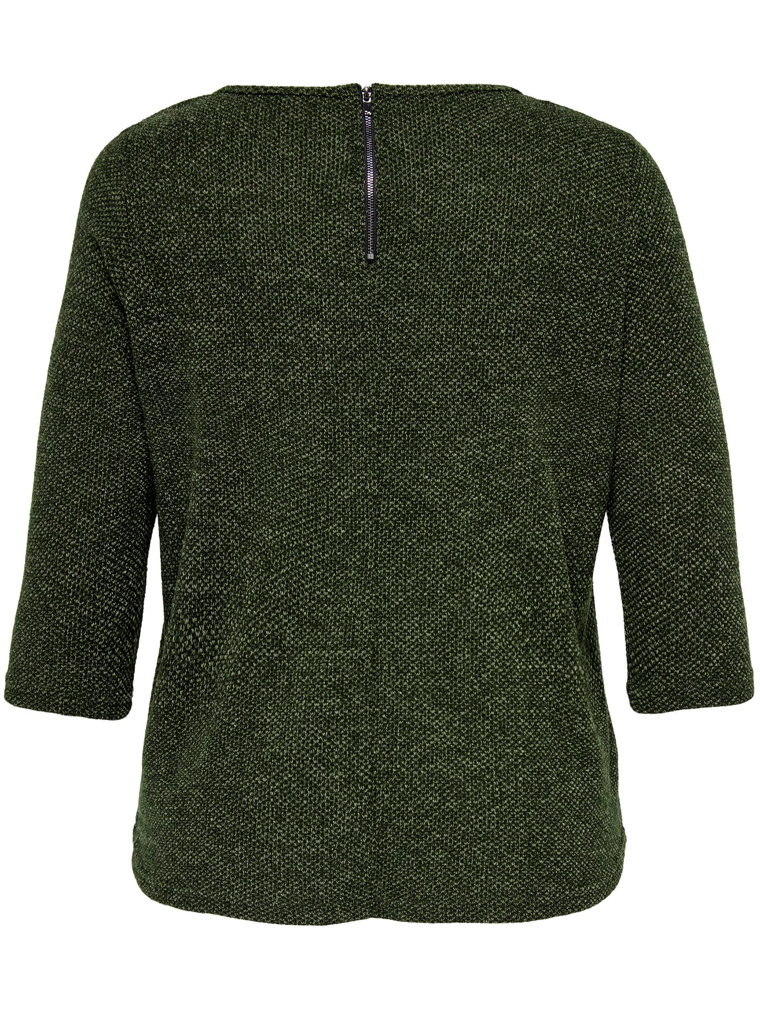 MARTHA - Grønn genser med 3/4 ermer og glidelås fra Only Carmakoma