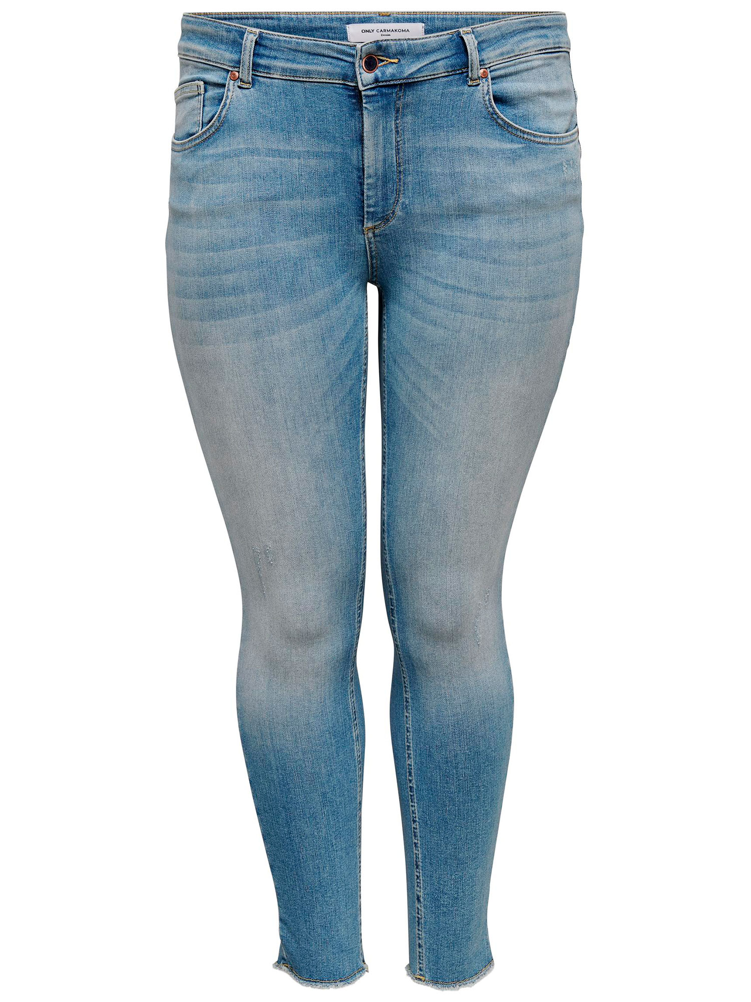 WILLY - Lyseblå 7/8 jeans med frynser fra Only Carmakoma