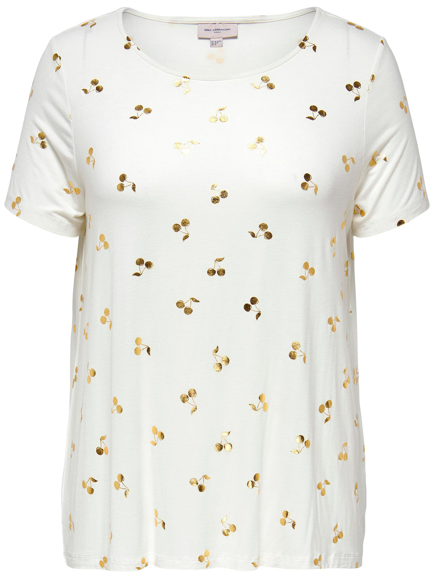 Carema - Råhvit t-skjorte med gull print fra Only Carmakoma