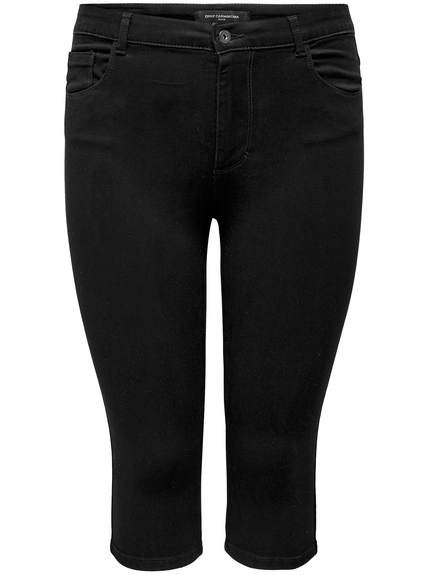 Caraugusta - Svart denim capri bukse fra Only Carmakoma