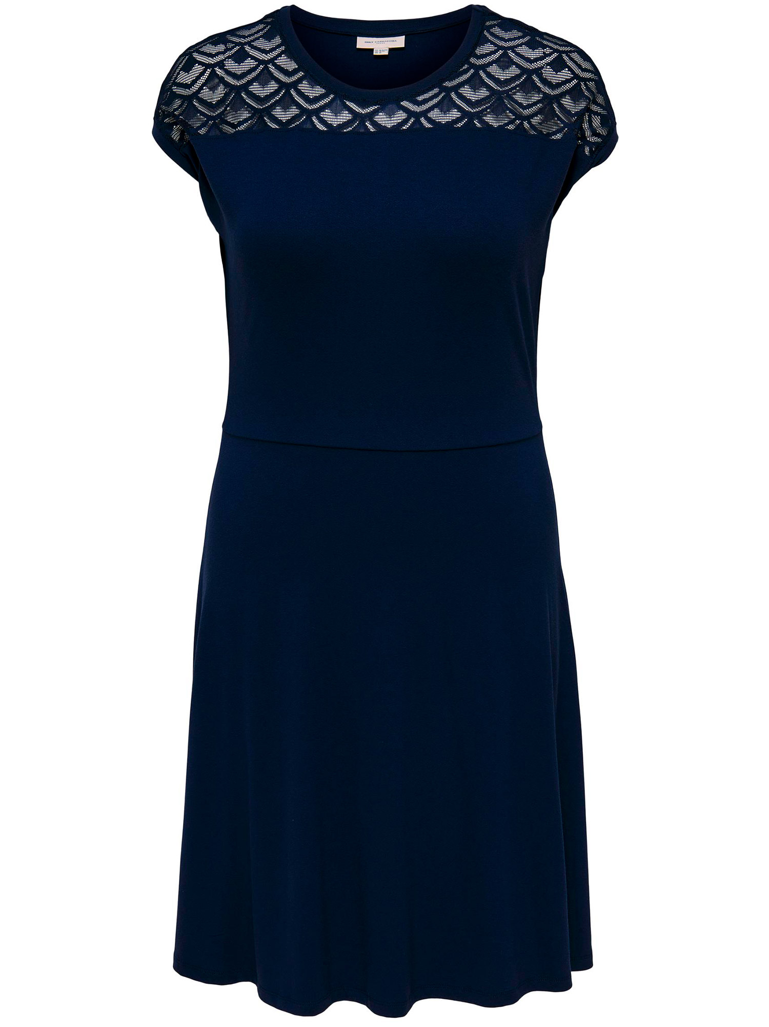 Carflake - Flott blå viskose kjole med fin blondedetalje fra Only Carmakoma