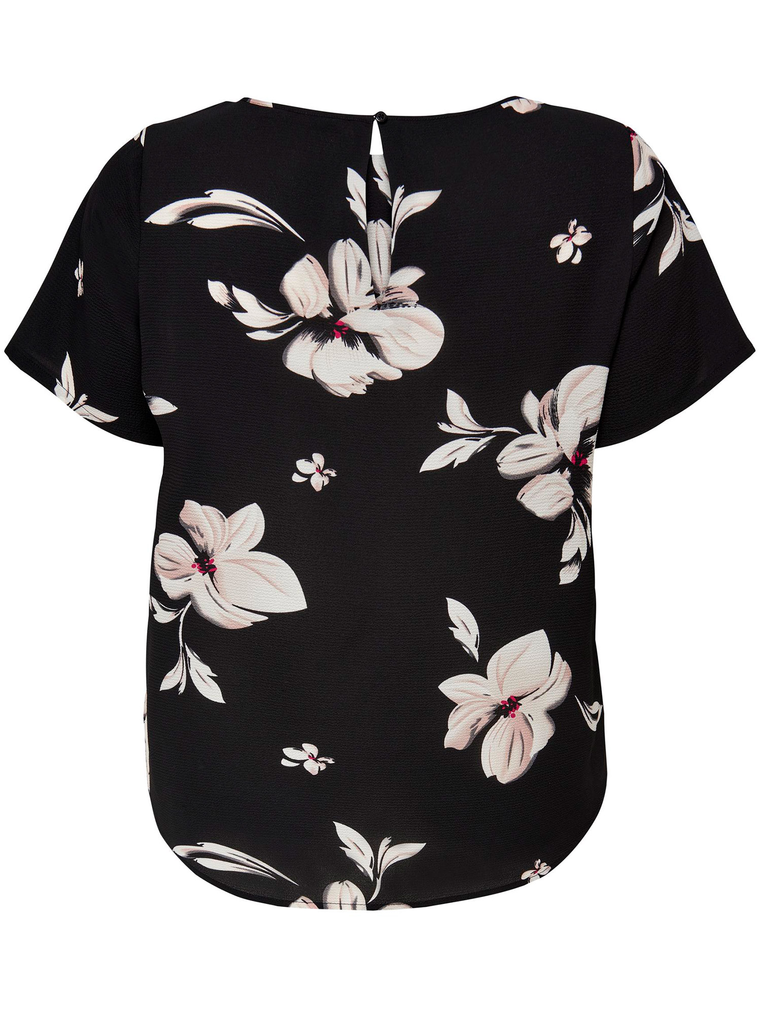 Carvica - Svart bluse med flotte store blomster fra Only Carmakoma