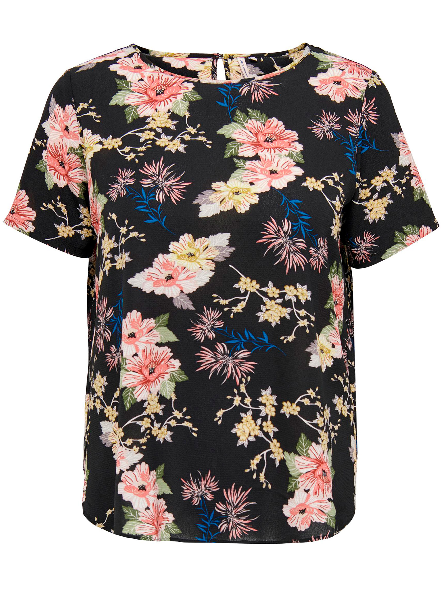 VICA - Sort bluse med flot blomster print fra Only Carmakoma