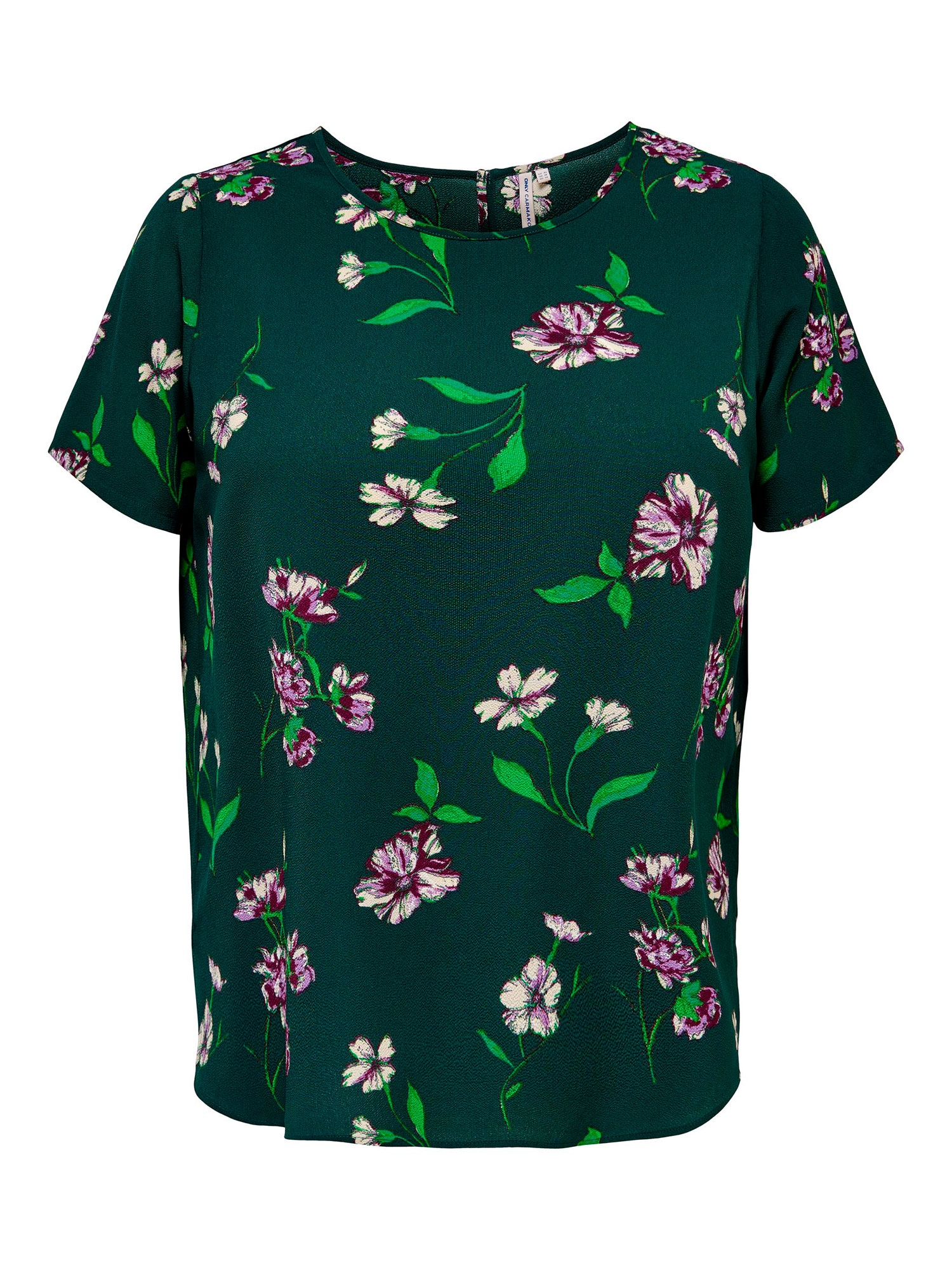 Car VICA - Grønn bluse med lilla blomster print fra Only Carmakoma