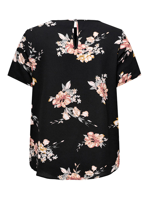 VICA - Svart bluse med blomsterprint fra Only Carmakoma