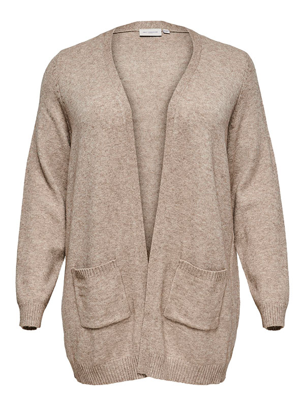  ESLY - Beige strikket cardigan fra Only Carmakoma