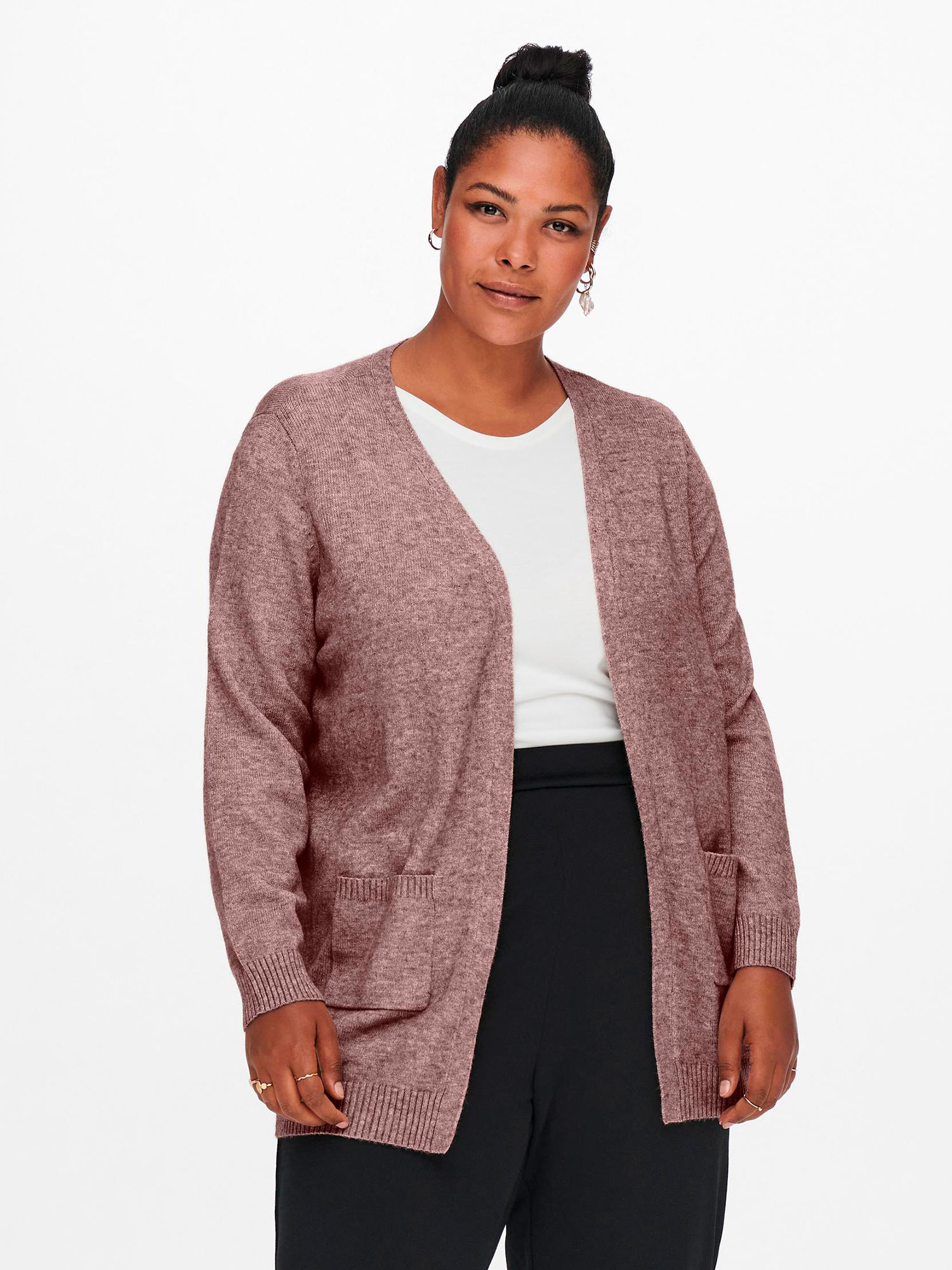 ESLY - Rosa melert cardigan fra Only Carmakoma