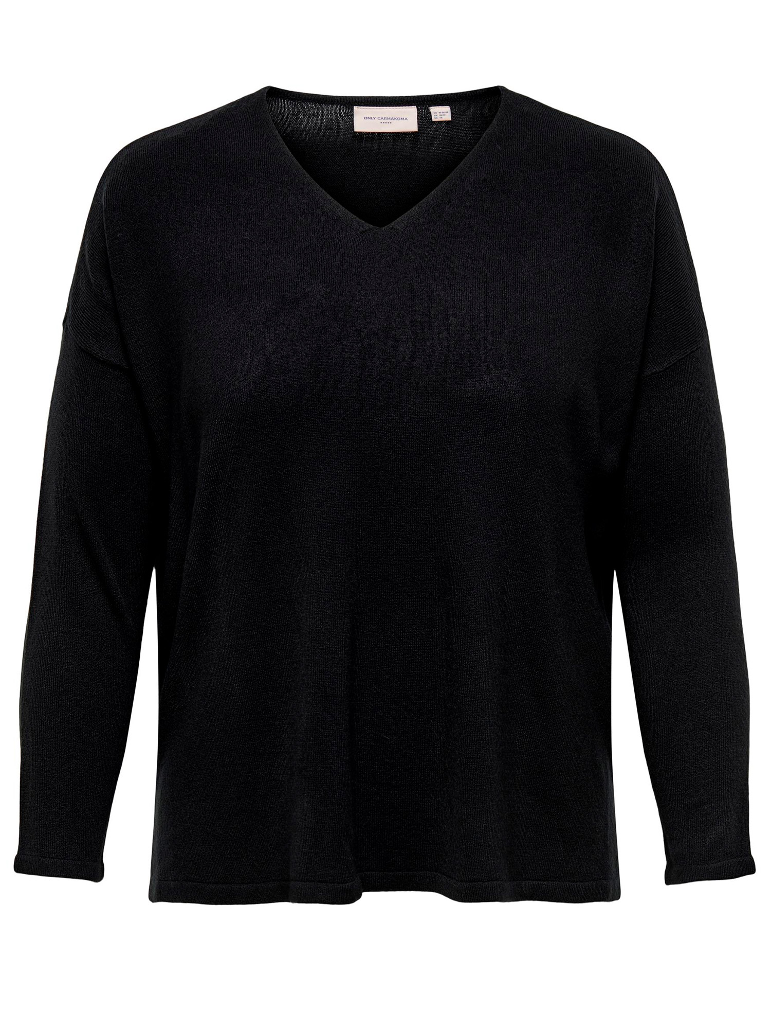 Car AMALIA - Flott svart strikket genser med v-hals  fra Only Carmakoma
