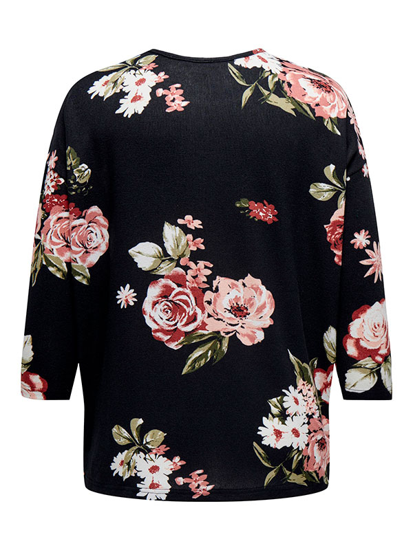 ALBA - Svart bluse med blomsterprint fra Only Carmakoma