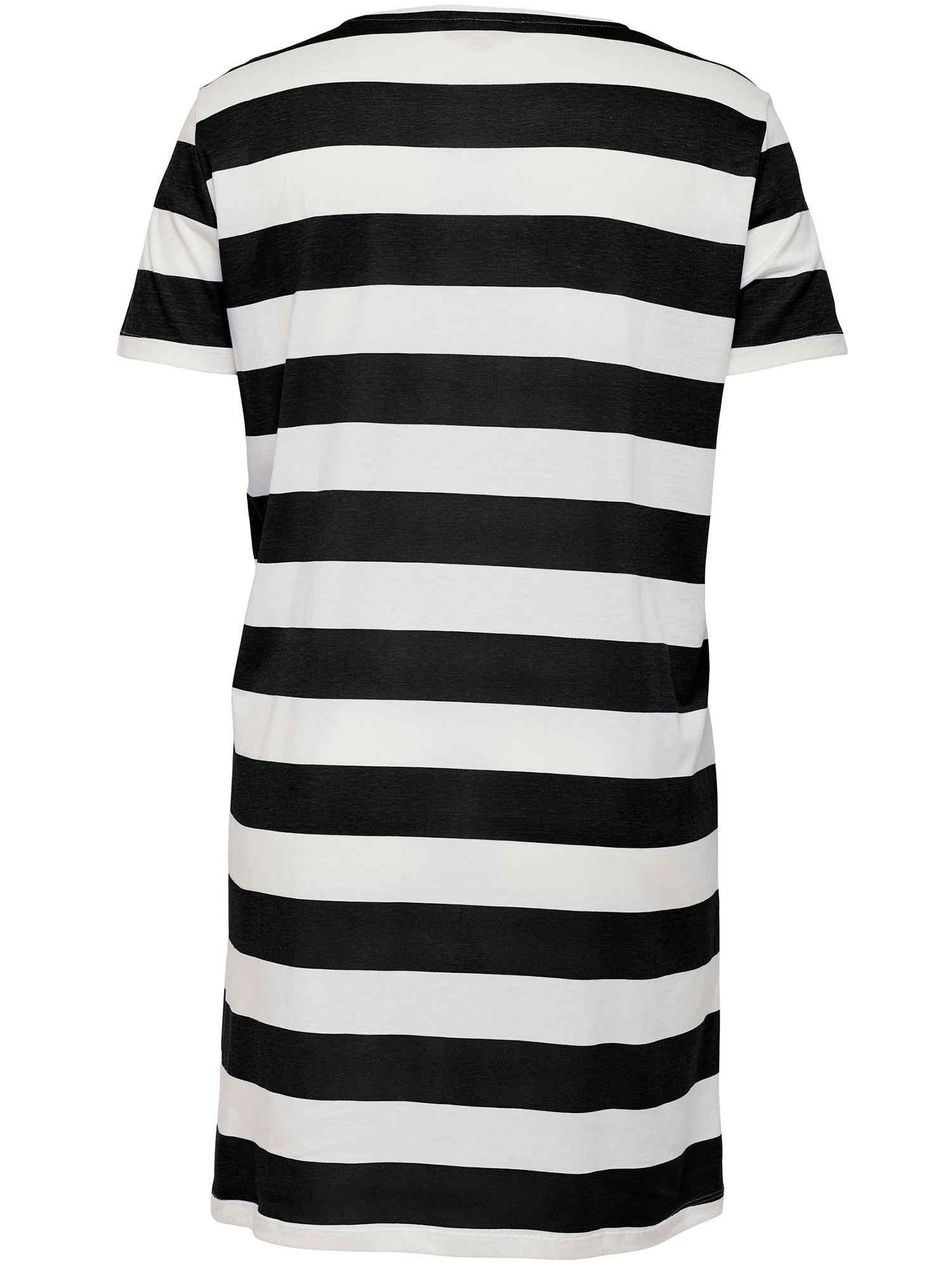 Carapril - kjole i bomullsjersey med svarte/hvite striper fra Only Carmakoma