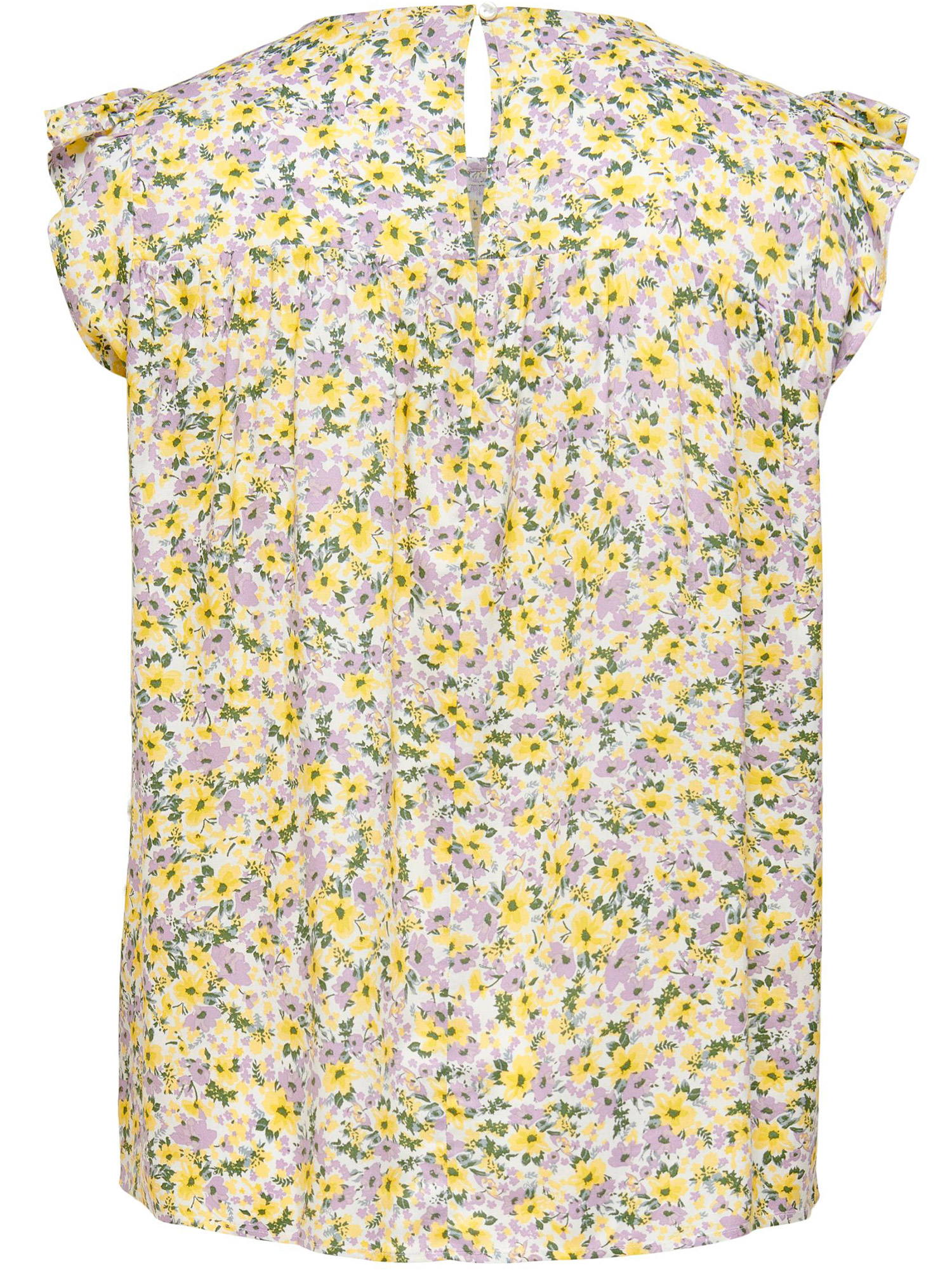 Carsino - Råhvit bluse med flotte gule og lilla blomster fra Only Carmakoma