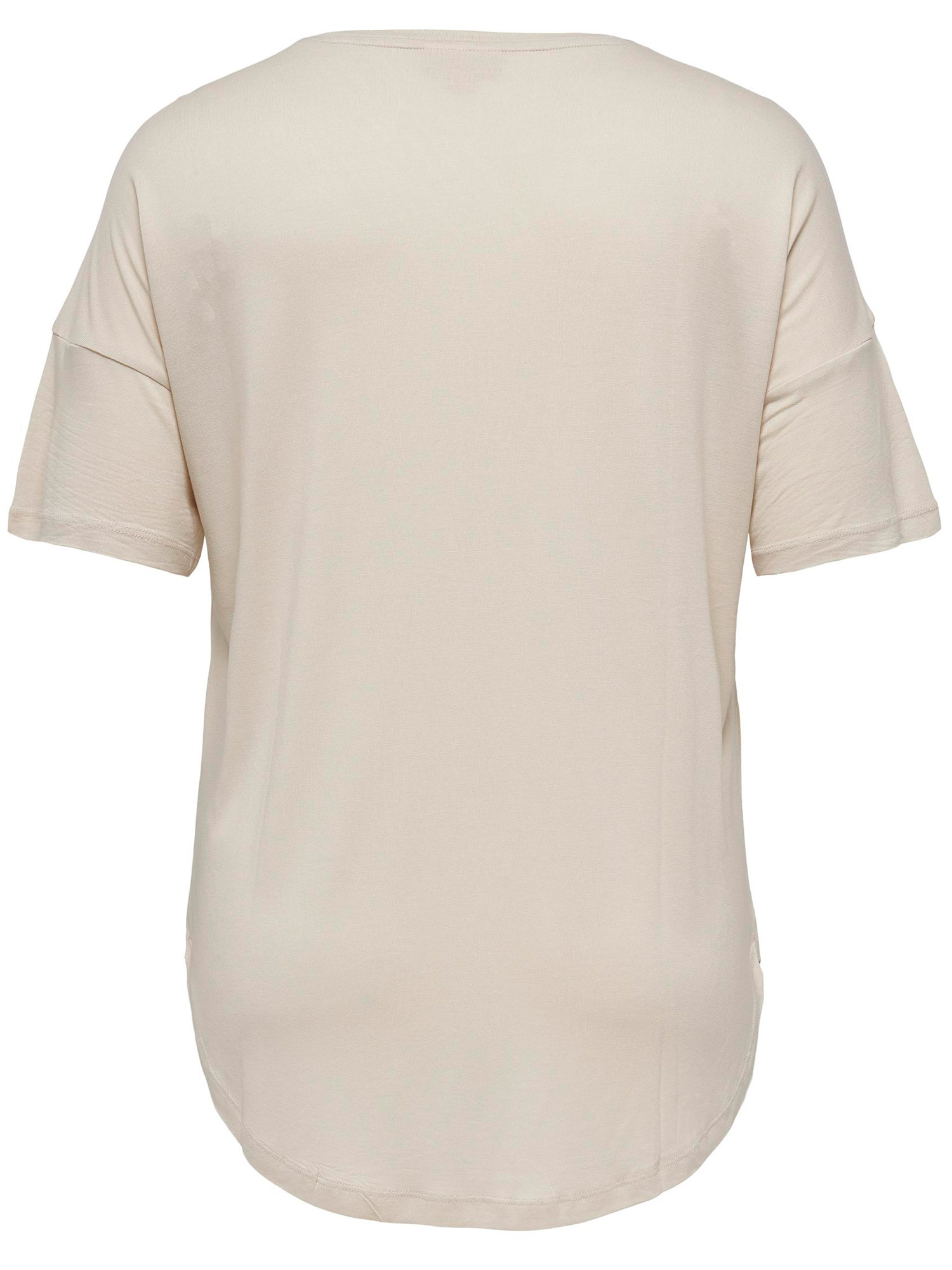 Carivy - Beige t-skjorte i viskosejersey med print fra Only Carmakoma