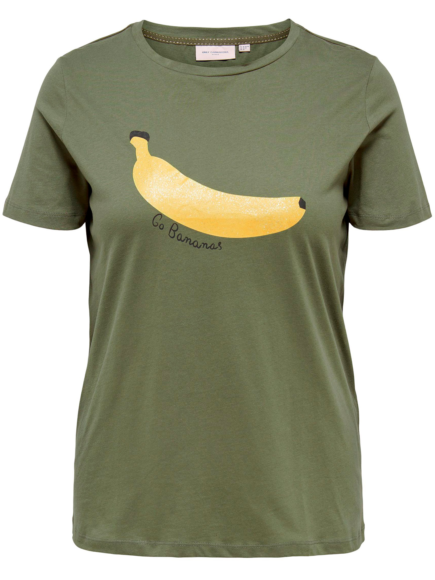 Carsola - Grønn bomulls t-skjorte med print fra Only Carmakoma