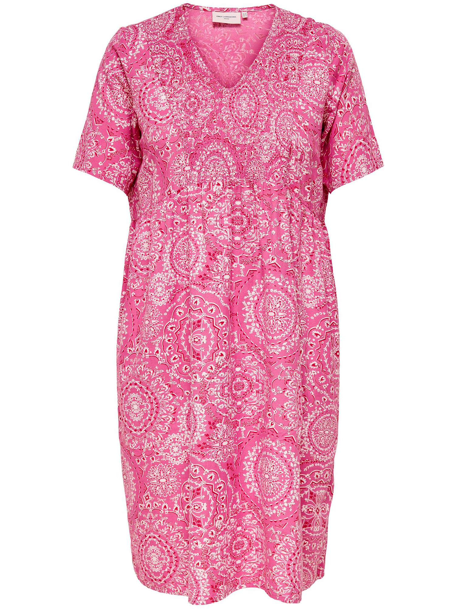 Carstacey - Rosa kjole med flott mønster  fra Only Carmakoma