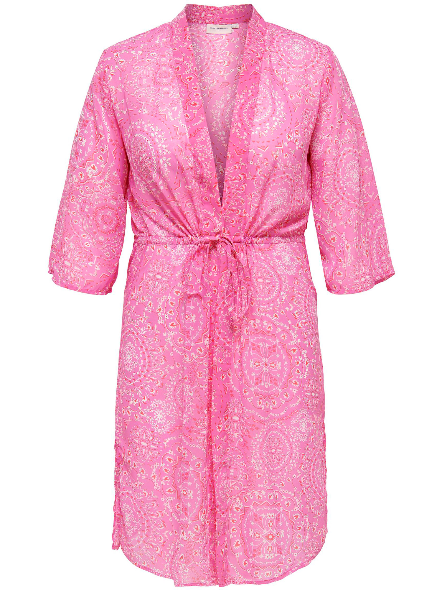 Carstacey - Rosa kimono med flott mønster  fra Only Carmakoma