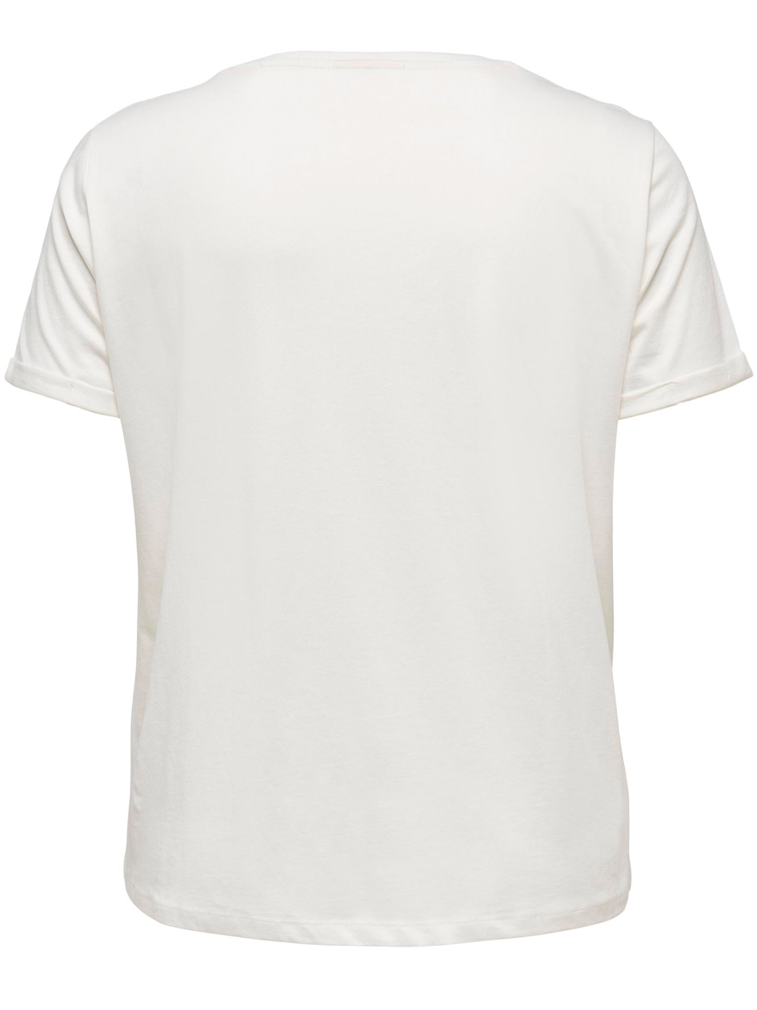Carlimone - Hvit bomulls t-shirt med print fra Only Carmakoma