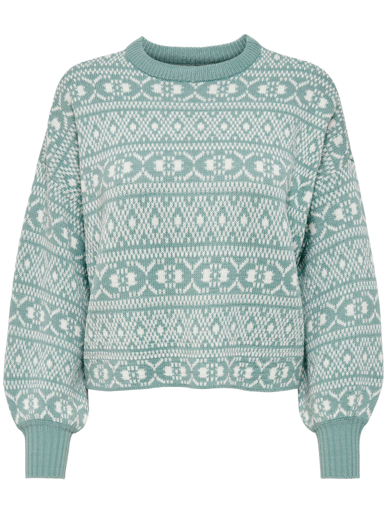 SIGRUN - Mintgrønn strikket genser med mønster fra Only Carmakoma