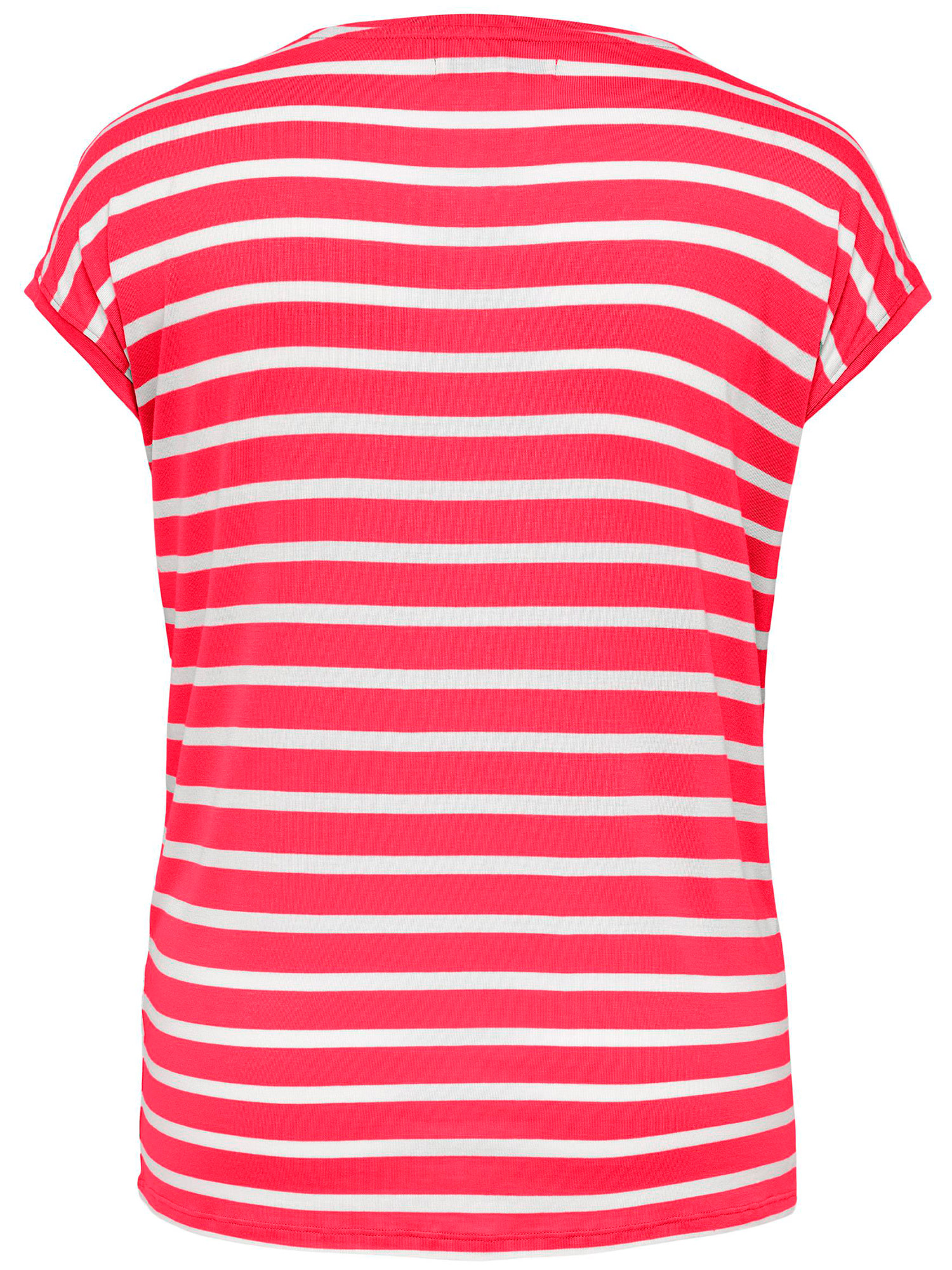 Carwilma - bluse i viskosejersey i røde og hvite striper fra Only Carmakoma