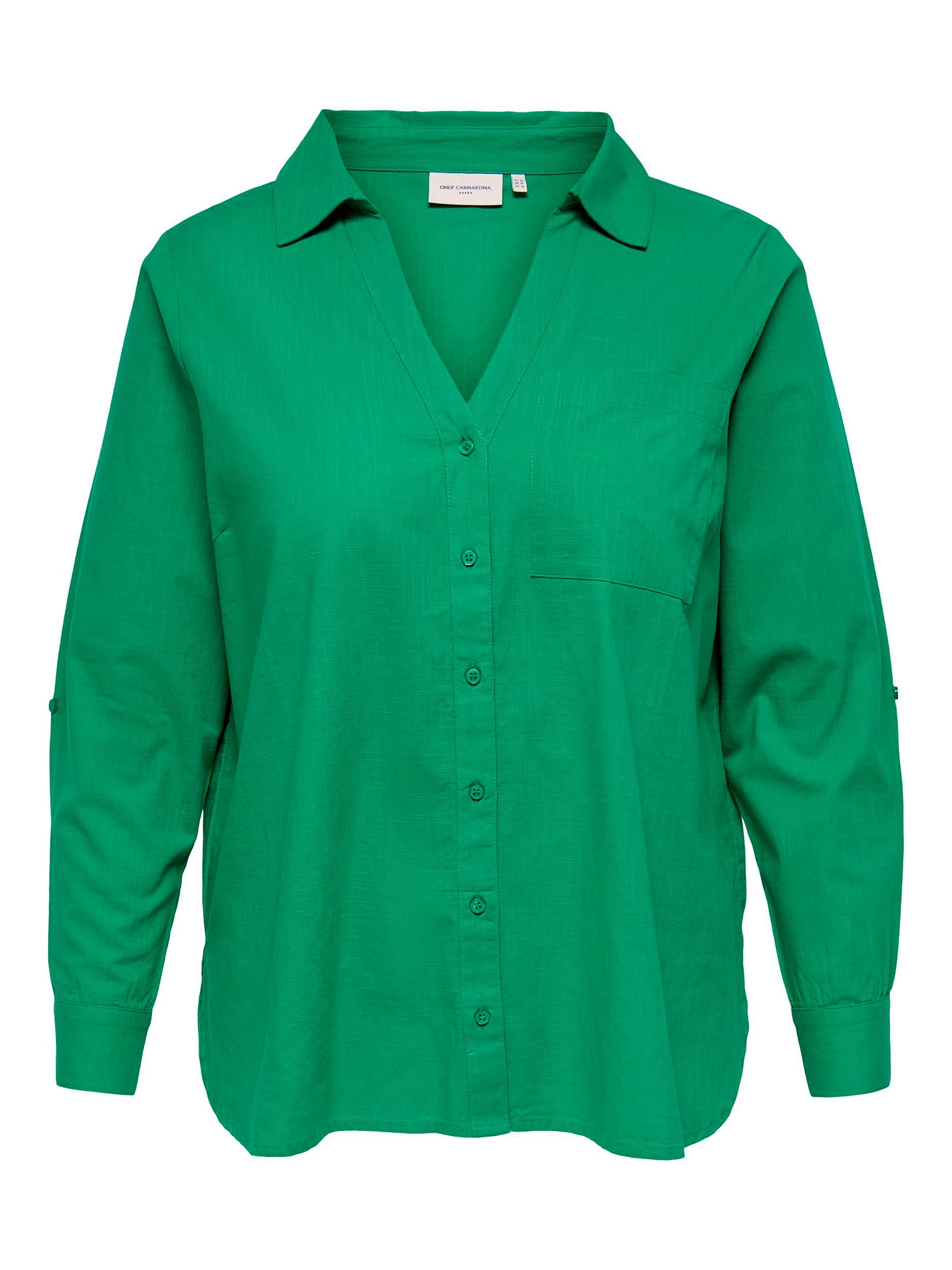 Car KIANA - grønn skjorte med V-hals i 100% bomull fra Only Carmakoma