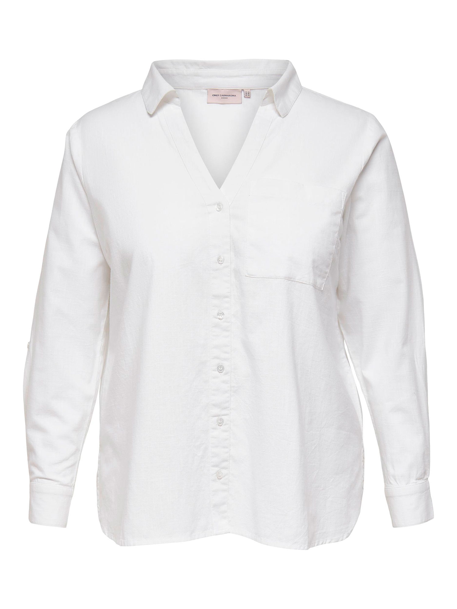 Car KIANA - Hvit bomulls skjorte med V-hals fra Only Carmakoma