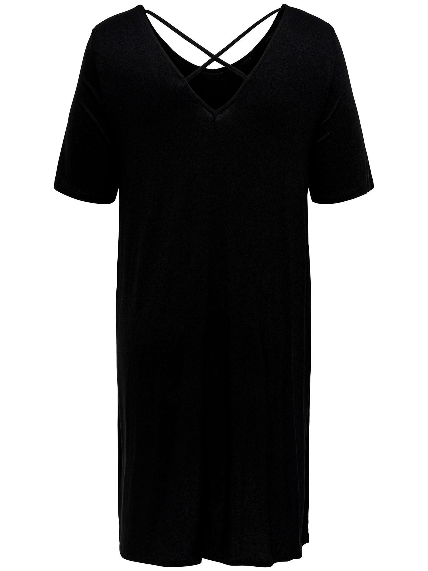 Carnewbandana - svart kjole i viskose med kryss på ryggen fra Only Carmakoma