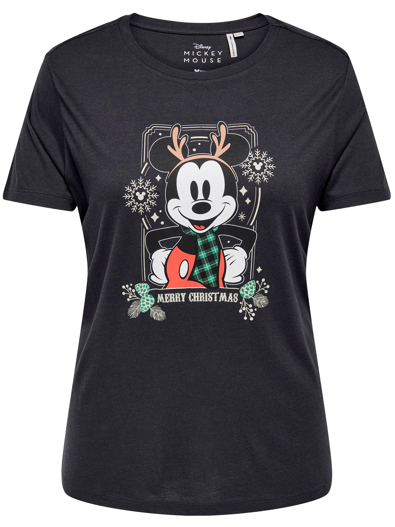 Car MICKEY - Mørkegrå jersey t-shirt med jule trykk fra Only Carmakoma