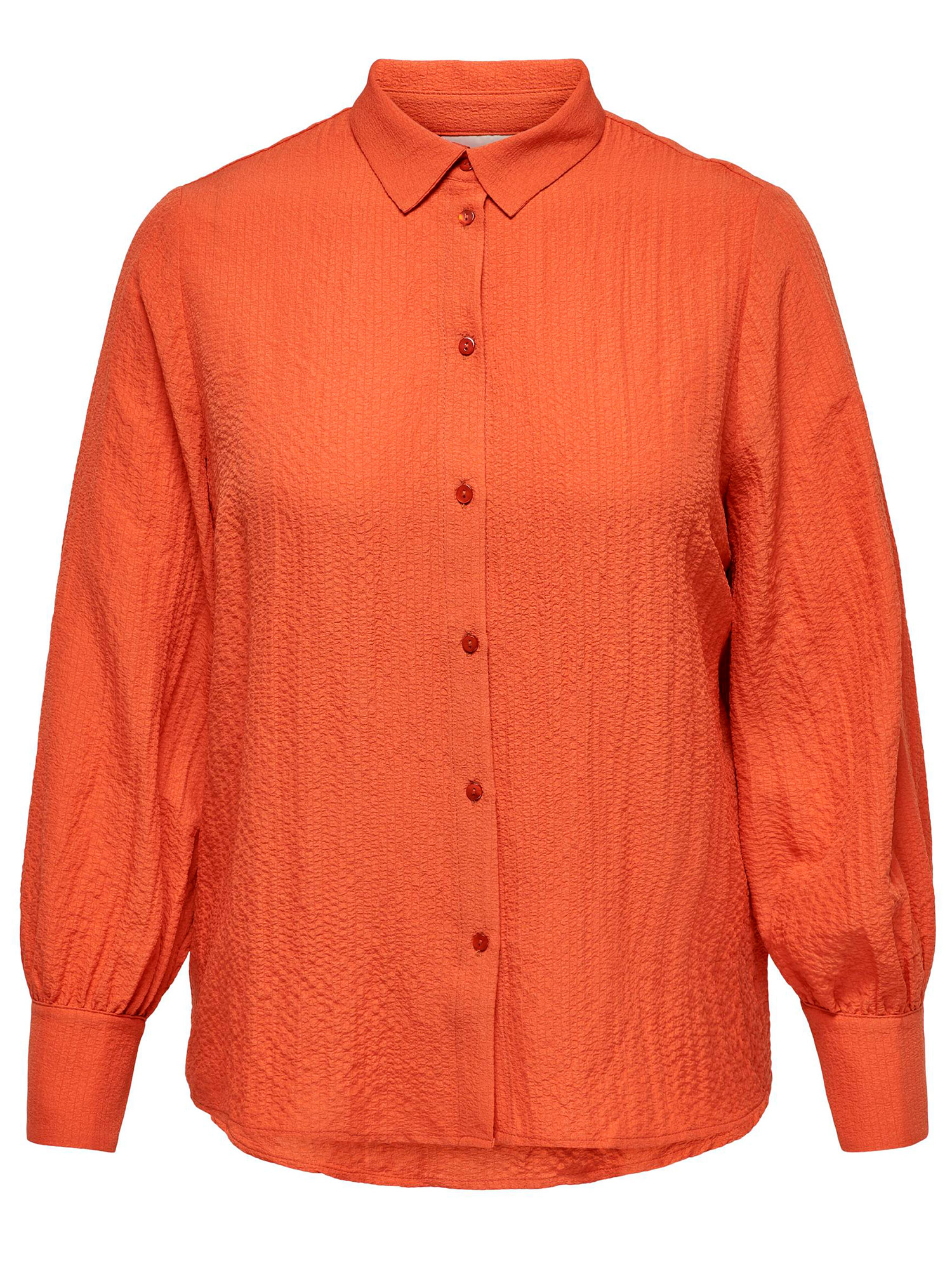 ELVIRO - Oransje skjorte med struktur fra Only Carmakoma