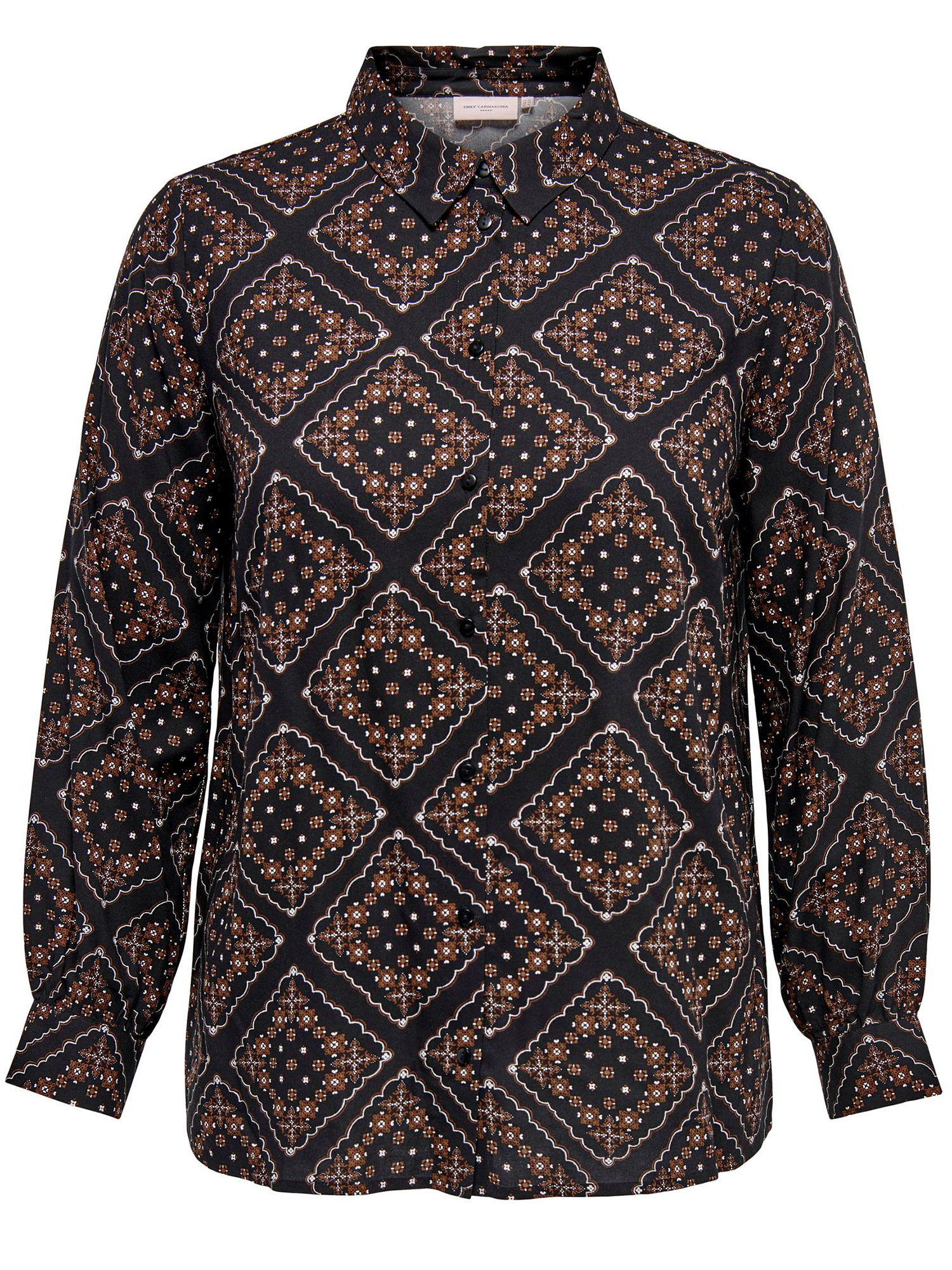 CASSIA - Svart viskoseskjorte med mønster  fra Only Carmakoma