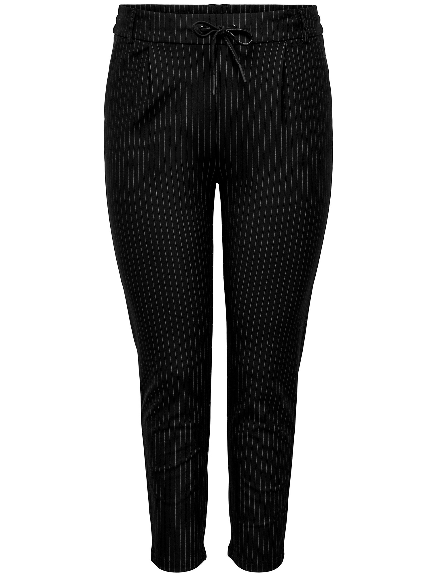 Car GOLDTRASH - Svarte bukser i viskose med hvite striper fra Only Carmakoma
