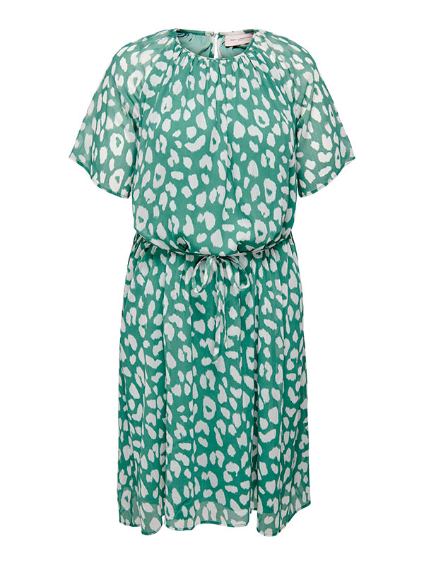 VICTORA - Grønn kjole med leopardprint i to lag fra Only Carmakoma