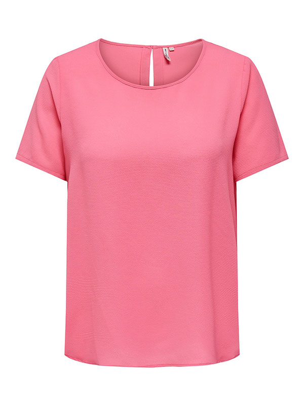 LUXODA - Rosa t-skjorte med rund hals fra Only Carmakoma